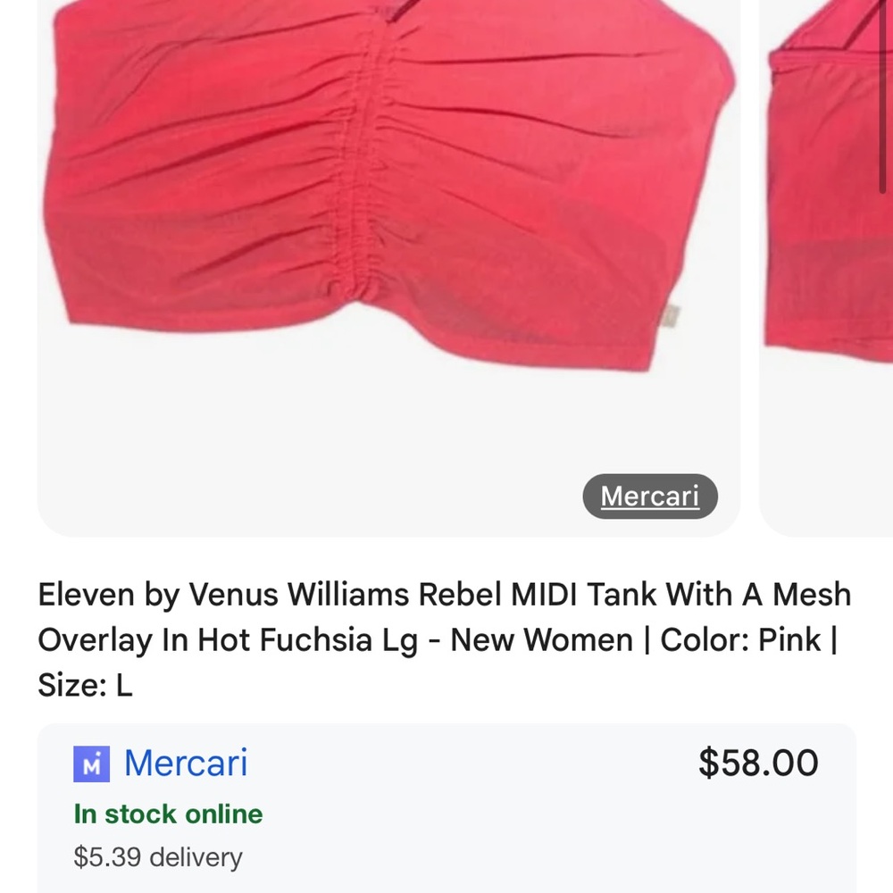 EleVen by Venus Williams Pink Ruched Tank Top